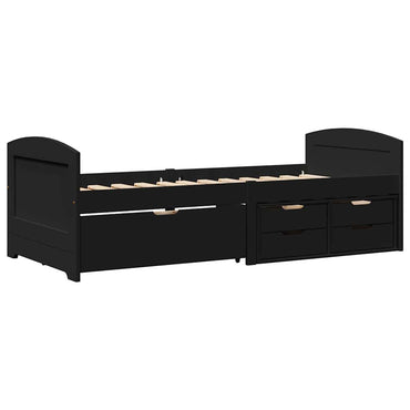 vidaXL Lit de repos avec 5 tiroirs sans matelas IRUN Noir 90x200 cm