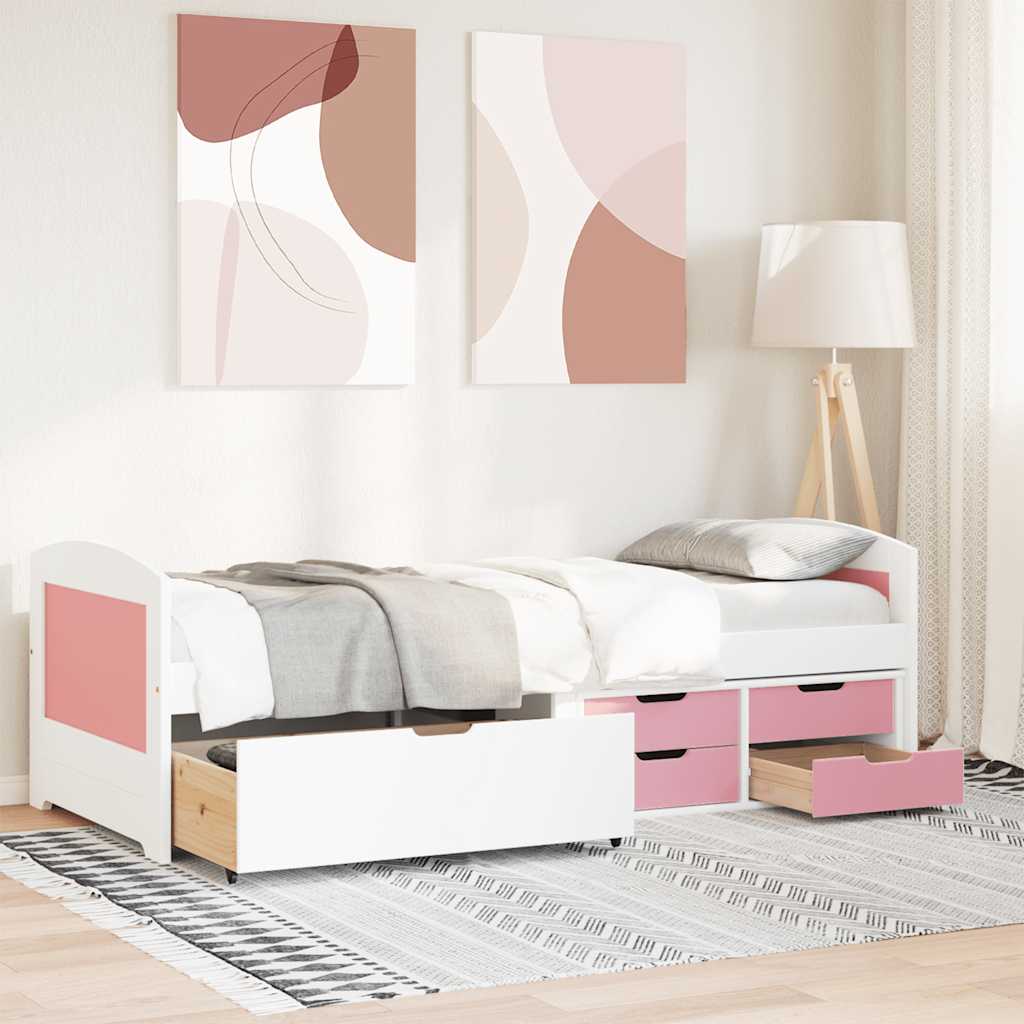 vidaXL Tagesbett mit 5 Schubladen ohne Matratze Weiß Rosa 90x200cm