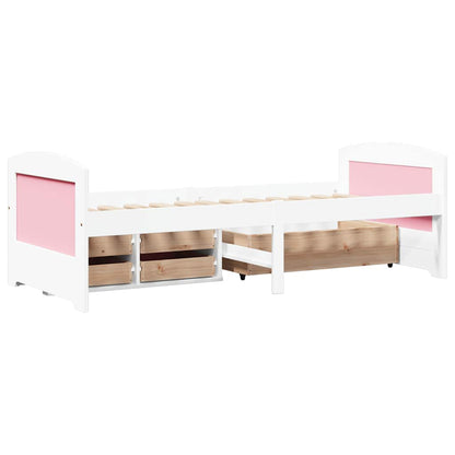 vidaXL Tagesbett mit 5 Schubladen ohne Matratze Weiß Rosa 90x200cm