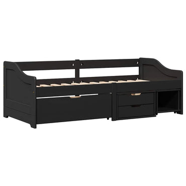 vidaXL Tagesbett mit 3 Schubladen ohne Matratze IRUN Schwarz 90x200cm