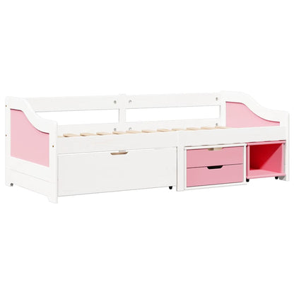 vidaXL Tagesbett mit 3 Schubladen ohne Matratze Weiß Rosa 90x200cm