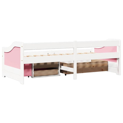 vidaXL Tagesbett mit 3 Schubladen ohne Matratze Weiß Rosa 90x200cm