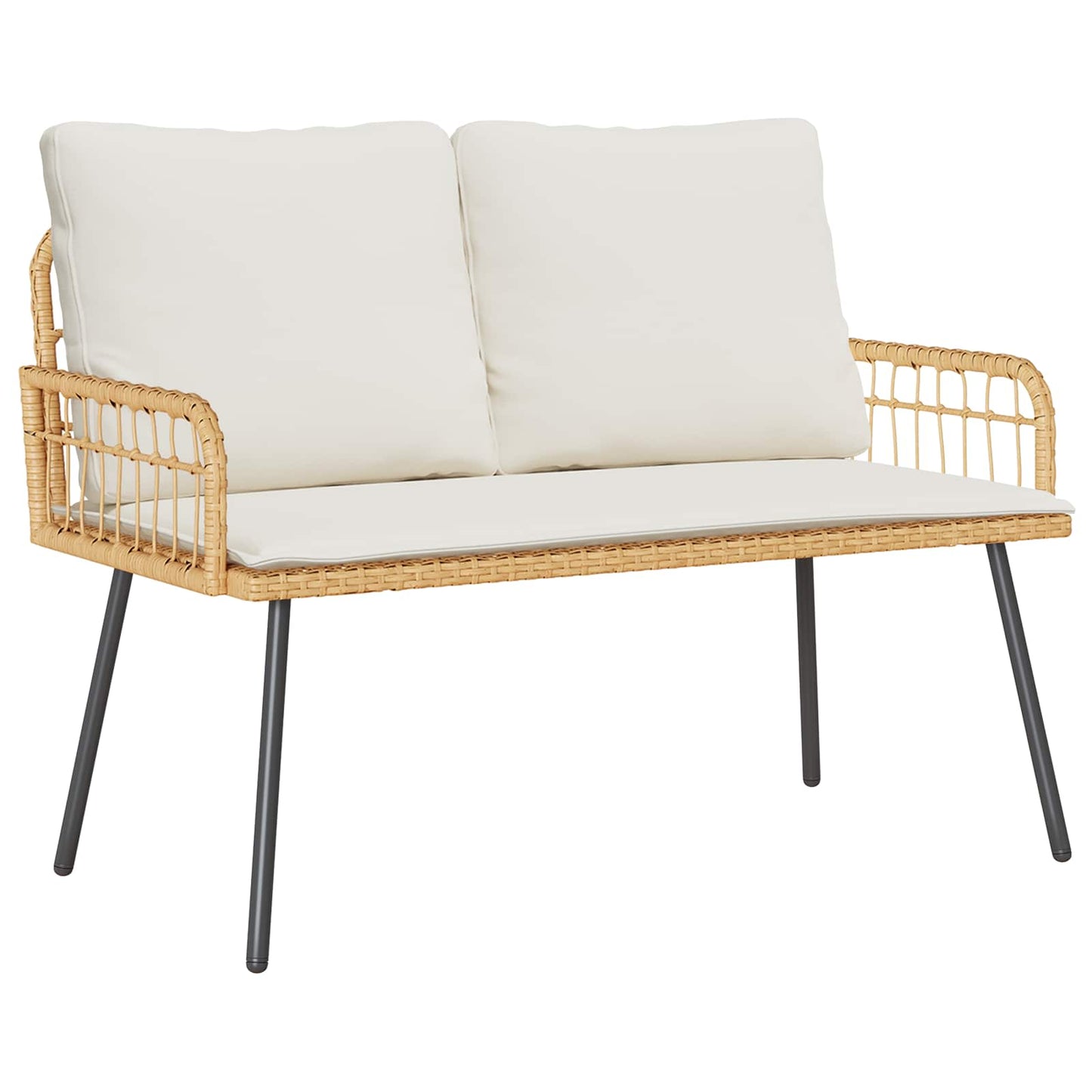 vidaXL Gartenbank mit Kissen Natur 114 x 64 x 90cm Stahl