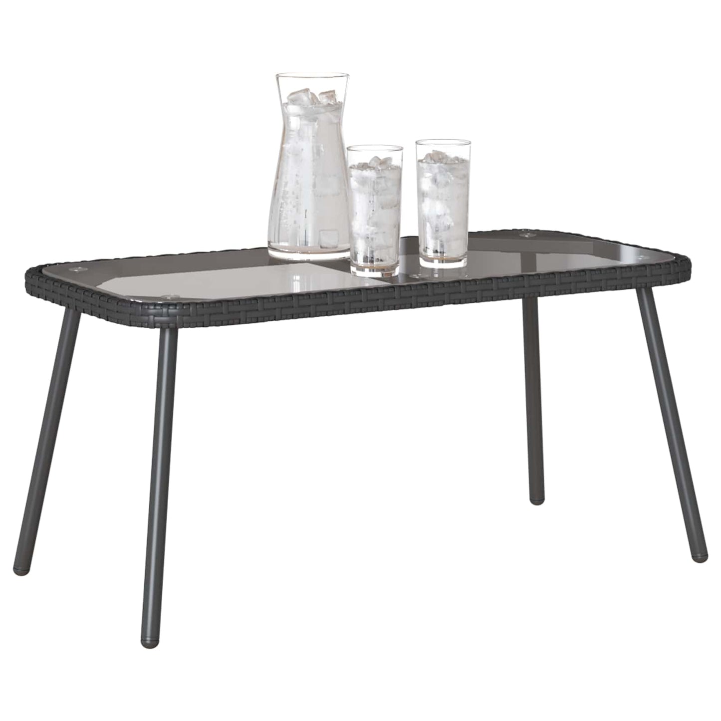 vidaXL Couchtisch Schwarz 90 x 45 x 43 cm Poly-Rattan und Glas