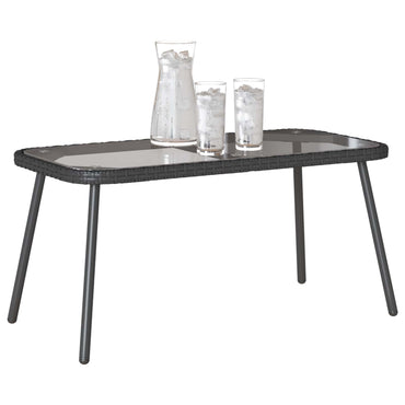 vidaXL Couchtisch Schwarz 90 x 45 x 43 cm Poly-Rattan und Glas