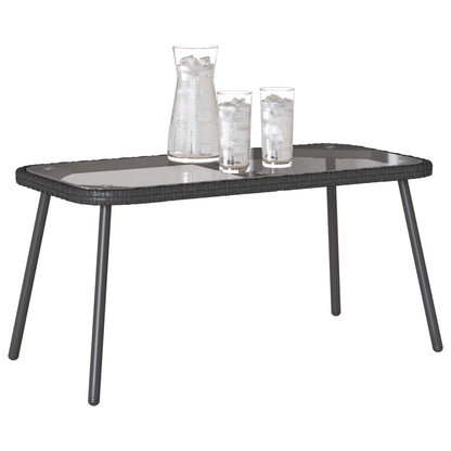 vidaXL Couchtisch Schwarz 90 x 45 x 43 cm Poly-Rattan und Glas