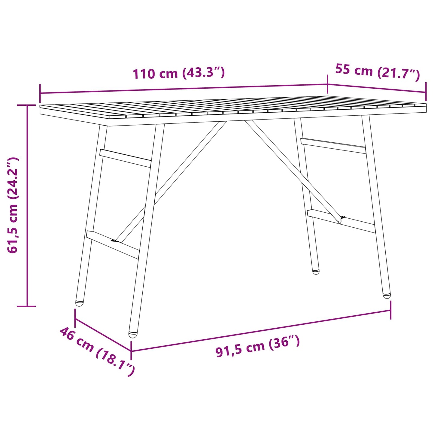 Esstisch Braun 110 x 55 x 61,5 cm Massivholz Akazie