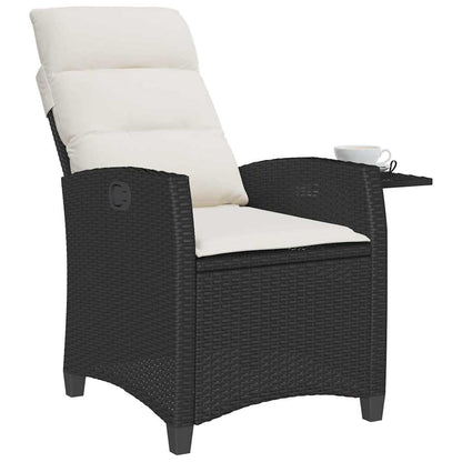 vidaXL Gartensessel mit Beistelltisch Verstellbar Schwarz Poly Rattan