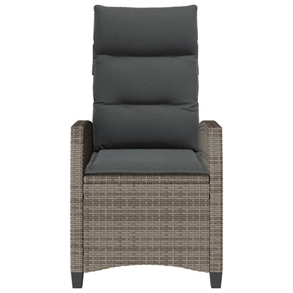vidaXL Gartensessel mit Beistelltisch Verstellbar Grau Poly Rattan