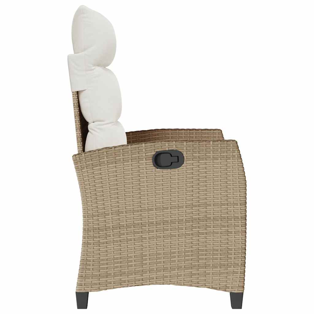 vidaXL Gartensessel mit Beistelltisch Verstellbar Beige Poly Rattan