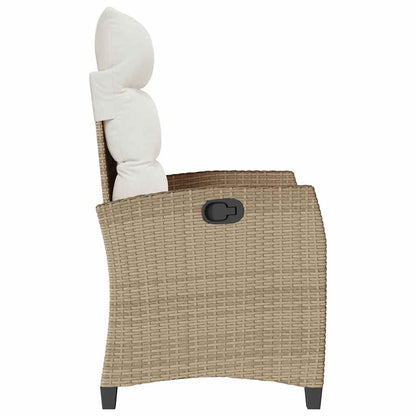 vidaXL Gartensessel mit Beistelltisch Verstellbar Beige Poly Rattan