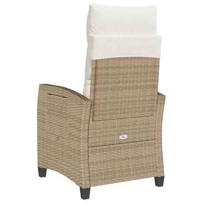 vidaXL Gartensessel mit Beistelltisch Verstellbar Beige Poly Rattan