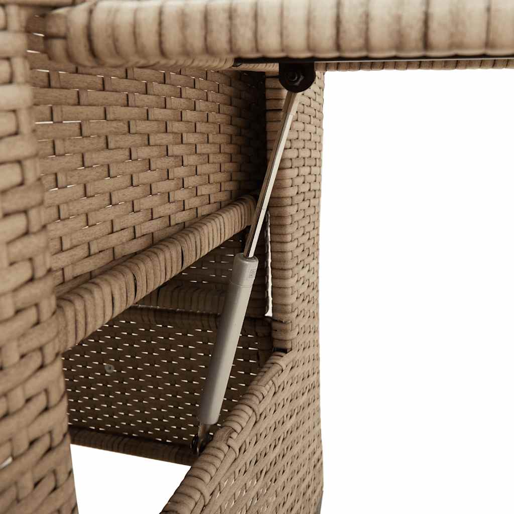 vidaXL Gartensessel mit Beistelltisch Verstellbar Beige Poly Rattan
