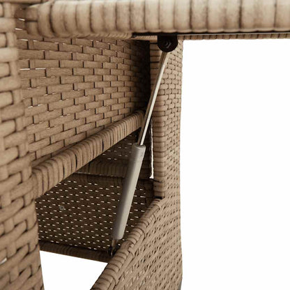 vidaXL Gartensessel mit Beistelltisch Verstellbar Beige Poly Rattan