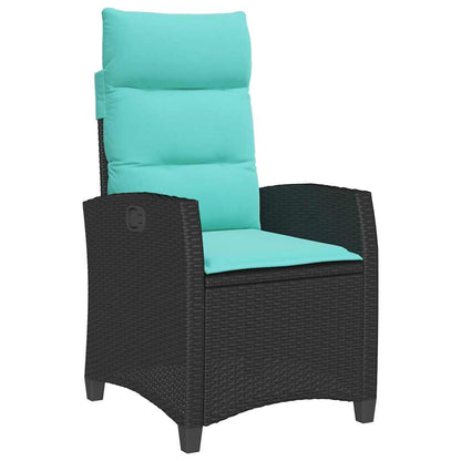 vidaXL Gartensessel mit Beistelltisch Verstellbar Schwarz Poly Rattan
