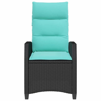 vidaXL Gartensessel mit Beistelltisch Verstellbar Schwarz Poly Rattan