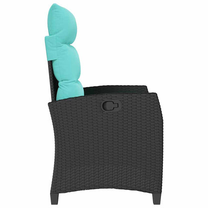 vidaXL Gartensessel mit Beistelltisch Verstellbar Schwarz Poly Rattan
