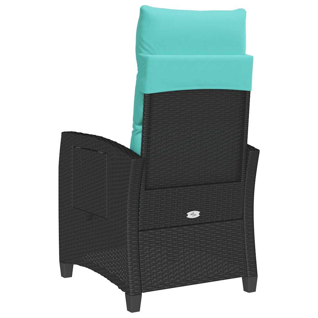 vidaXL Gartensessel mit Beistelltisch Verstellbar Schwarz Poly Rattan