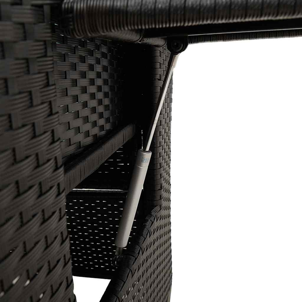 vidaXL Gartensessel mit Beistelltisch Verstellbar Schwarz Poly Rattan