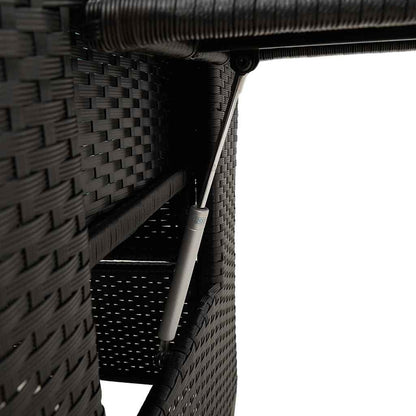 vidaXL Gartensessel mit Beistelltisch Verstellbar Schwarz Poly Rattan