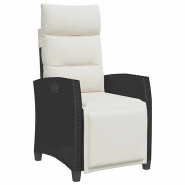 vidaXL Gartensessel mit Beistelltisch Verstellbar Schwarz Poly Rattan