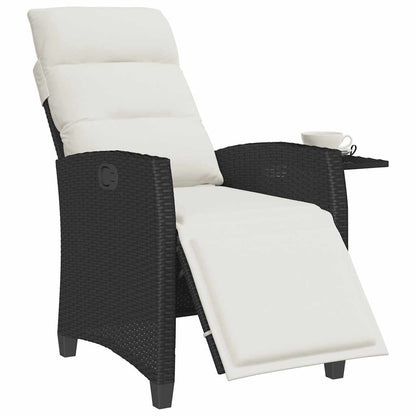 vidaXL Gartensessel mit Beistelltisch Verstellbar Schwarz Poly Rattan