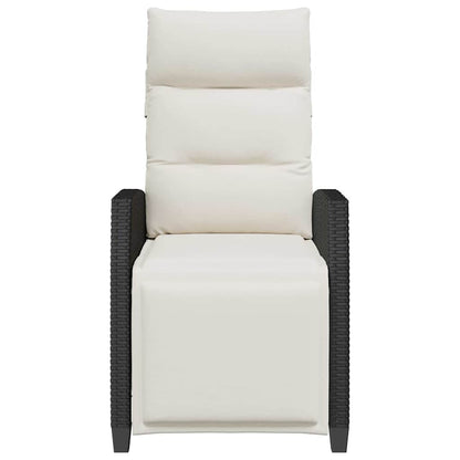 vidaXL Gartensessel mit Beistelltisch Verstellbar Schwarz Poly Rattan
