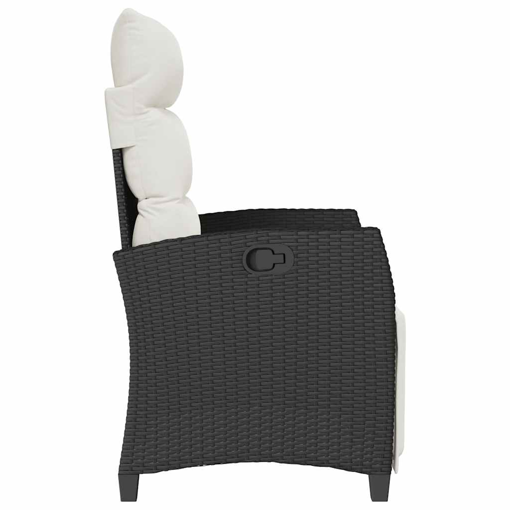 vidaXL Gartensessel mit Beistelltisch Verstellbar Schwarz Poly Rattan