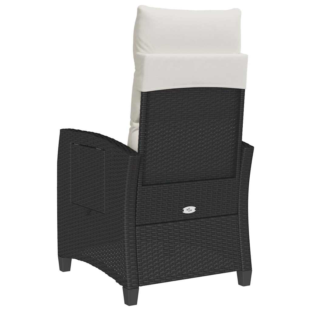 vidaXL Gartensessel mit Beistelltisch Verstellbar Schwarz Poly Rattan