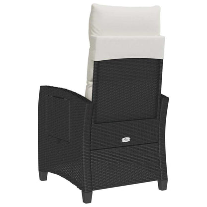 vidaXL Gartensessel mit Beistelltisch Verstellbar Schwarz Poly Rattan