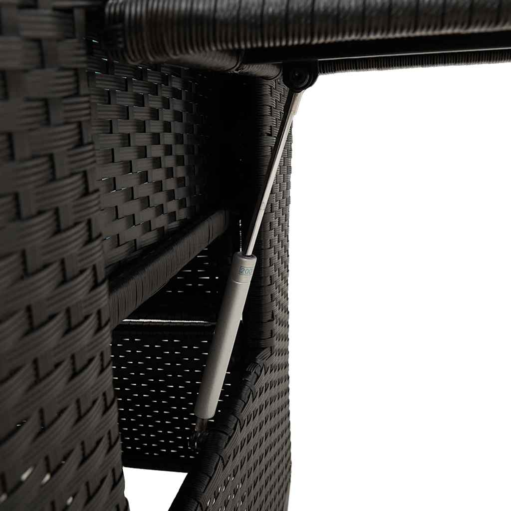 vidaXL Gartensessel mit Beistelltisch Verstellbar Schwarz Poly Rattan