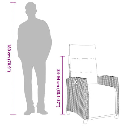 vidaXL Fauteuil de jardin avec table d'appoint réglable Gris Résine tressée