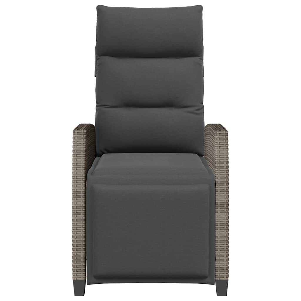 vidaXL Fauteuil de jardin avec table d'appoint réglable Gris Résine tressée