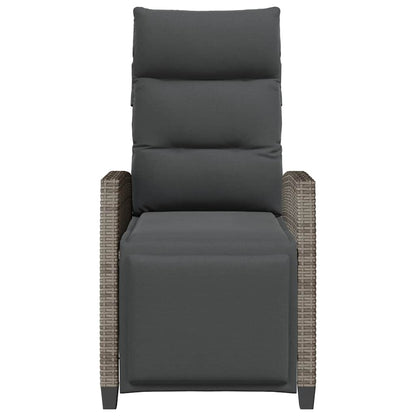 vidaXL Fauteuil de jardin avec table d'appoint réglable Gris Résine tressée