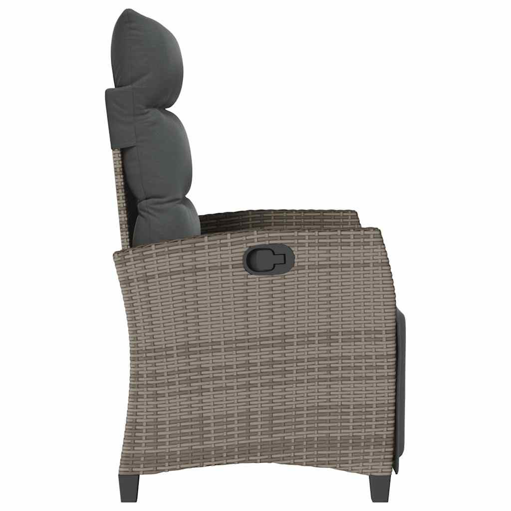 vidaXL Fauteuil de jardin avec table d'appoint réglable Gris Résine tressée