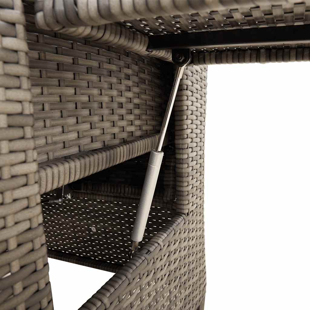 vidaXL Fauteuil de jardin avec table d'appoint réglable Gris Résine tressée