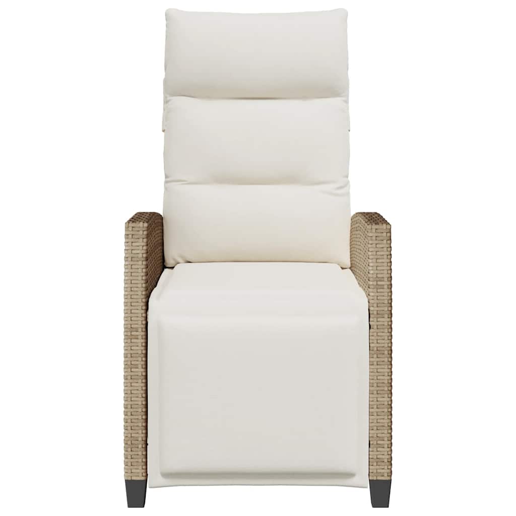vidaXL Gartensessel mit Beistelltisch Verstellbar Beige Poly Rattan