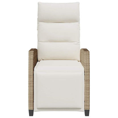 vidaXL Gartensessel mit Beistelltisch Verstellbar Beige Poly Rattan