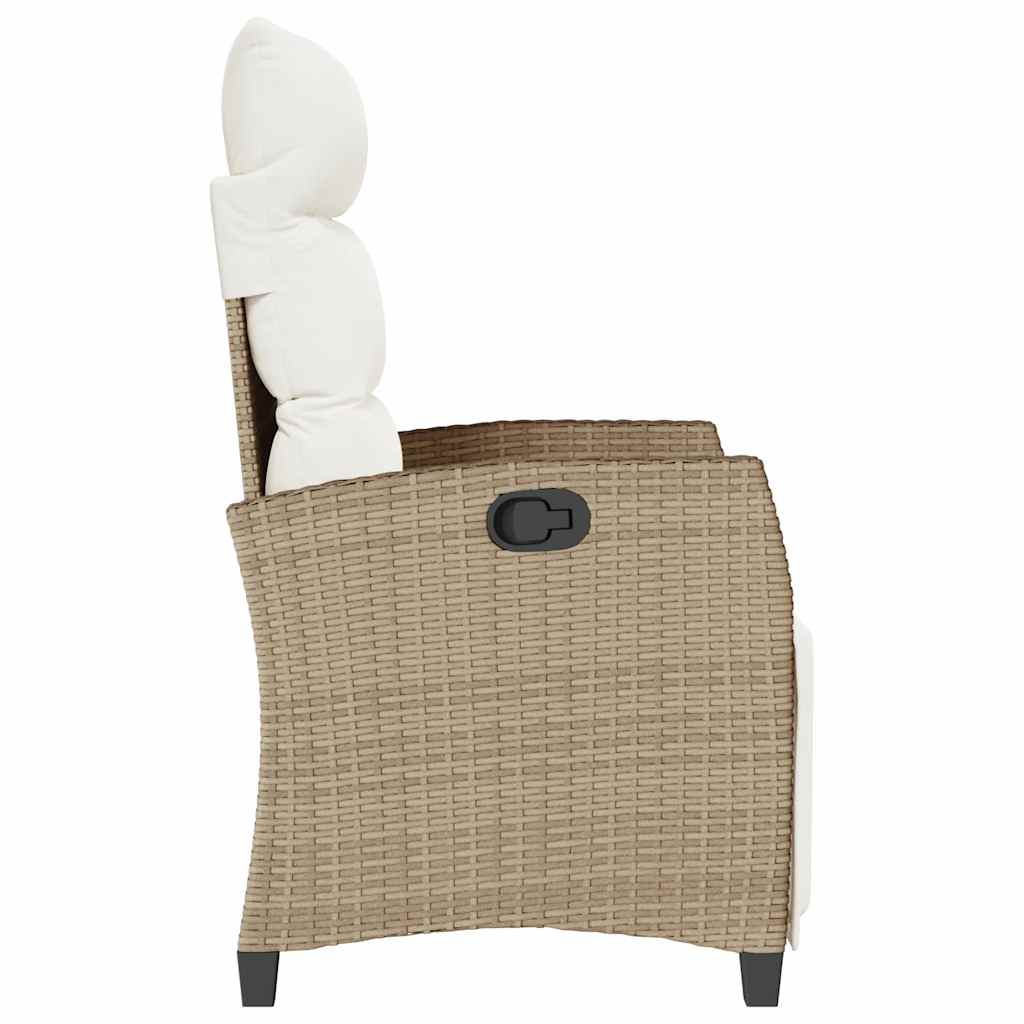 vidaXL Gartensessel mit Beistelltisch Verstellbar Beige Poly Rattan