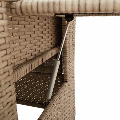 vidaXL Gartensessel mit Beistelltisch Verstellbar Beige Poly Rattan