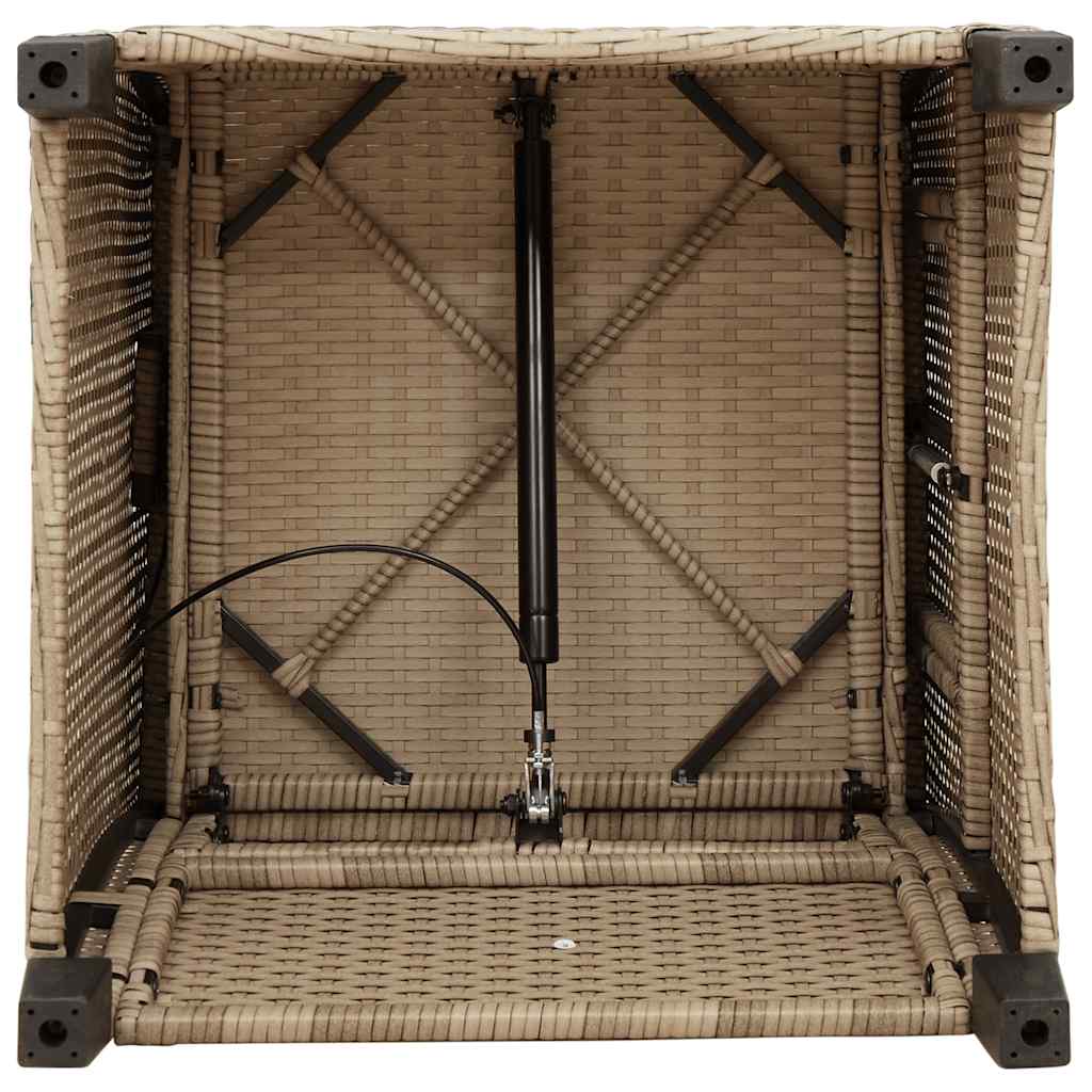 vidaXL Gartensessel mit Beistelltisch Verstellbar Beige Poly Rattan
