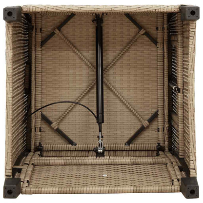 vidaXL Gartensessel mit Beistelltisch Verstellbar Beige Poly Rattan