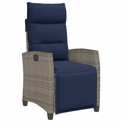 vidaXL Fauteuil de jardin avec table d'appoint réglable Gris Résine tressée
