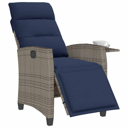 vidaXL Fauteuil de jardin avec table d'appoint réglable Gris Résine tressée