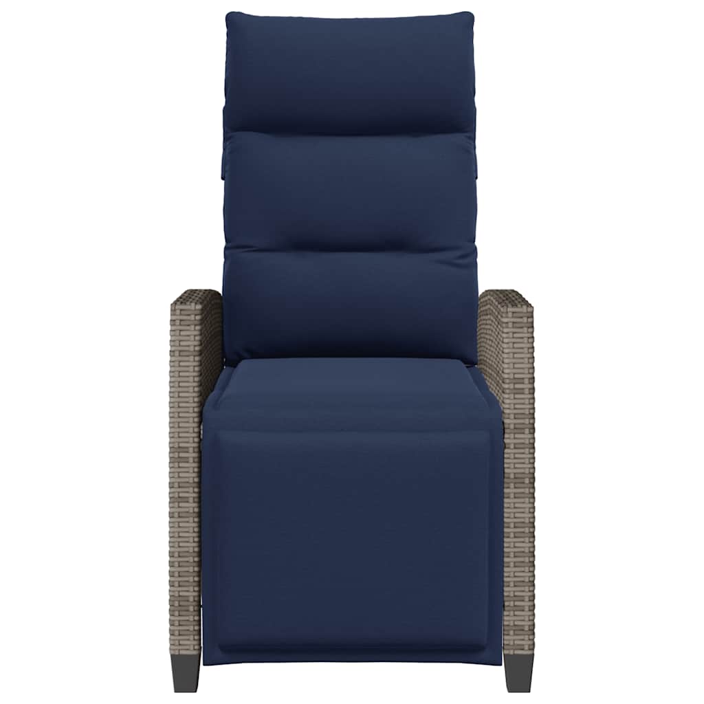vidaXL Fauteuil de jardin avec table d'appoint réglable Gris Résine tressée