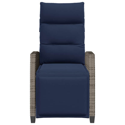 vidaXL Fauteuil de jardin avec table d'appoint réglable Gris Résine tressée