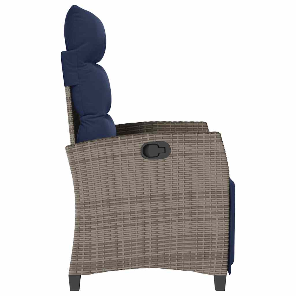 vidaXL Fauteuil de jardin avec table d'appoint réglable Gris Résine tressée