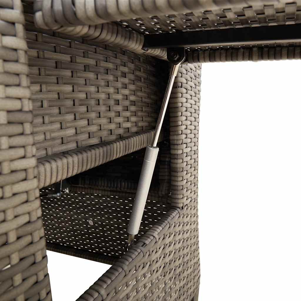 vidaXL Fauteuil de jardin avec table d'appoint réglable Gris Résine tressée