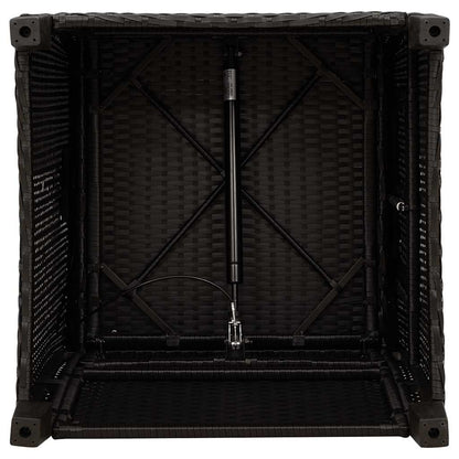 Gartensessel mit Beistelltisch Verstellbar Schwarz Poly Rattan