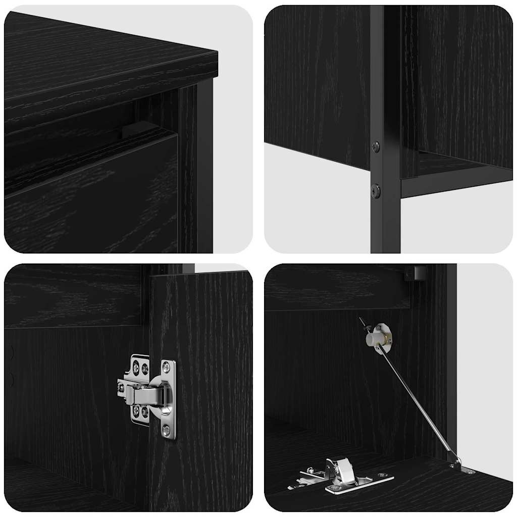 vidaXL Badezimmermöbel-Set 3 pcs Schwarz Eichen-Optik Holzwerkstoff